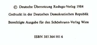 Das Geheimnis des verlassenen Schlosses - Wien, 1984 - Impressum